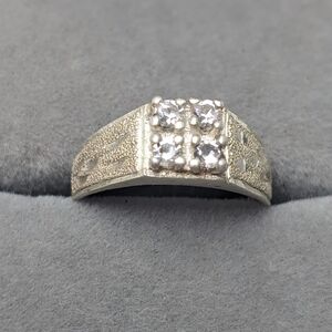 New Sterling Silver Cubic Cluster Ring Size 4.5 Dainty Gemstone 925 Resizable